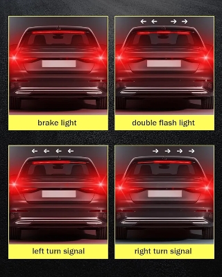 Picture of Defvnsy 1-Set 100CM (39.4") 12V Flexible Red 90/100cm Car Additional LED Brake Light Car Third Brake Light With Driving Turn Signal Warning Stop Lamp