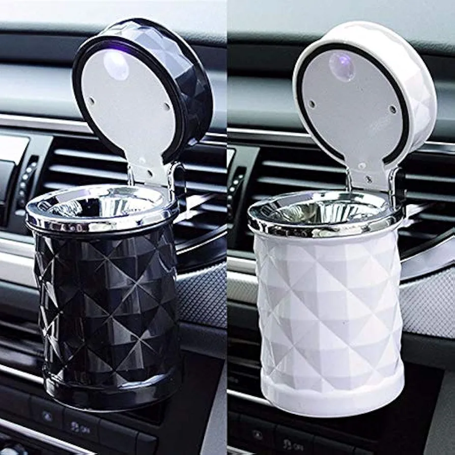Picture of Car Ashtray With LED Light Universal Portable Alloy Ash Tray Aluminum Cup Smokeless Auto Ashtray Flame Retardant Car Cup Holder