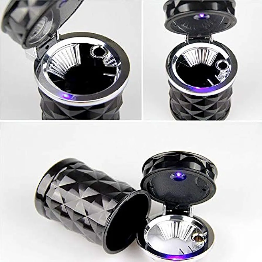 Picture of Car Ashtray With LED Light Universal Portable Alloy Ash Tray Aluminum Cup Smokeless Auto Ashtray Flame Retardant Car Cup Holder