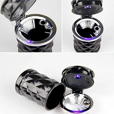 Picture of Car Ashtray With LED Light Universal Portable Alloy Ash Tray Aluminum Cup Smokeless Auto Ashtray Flame Retardant Car Cup Holder