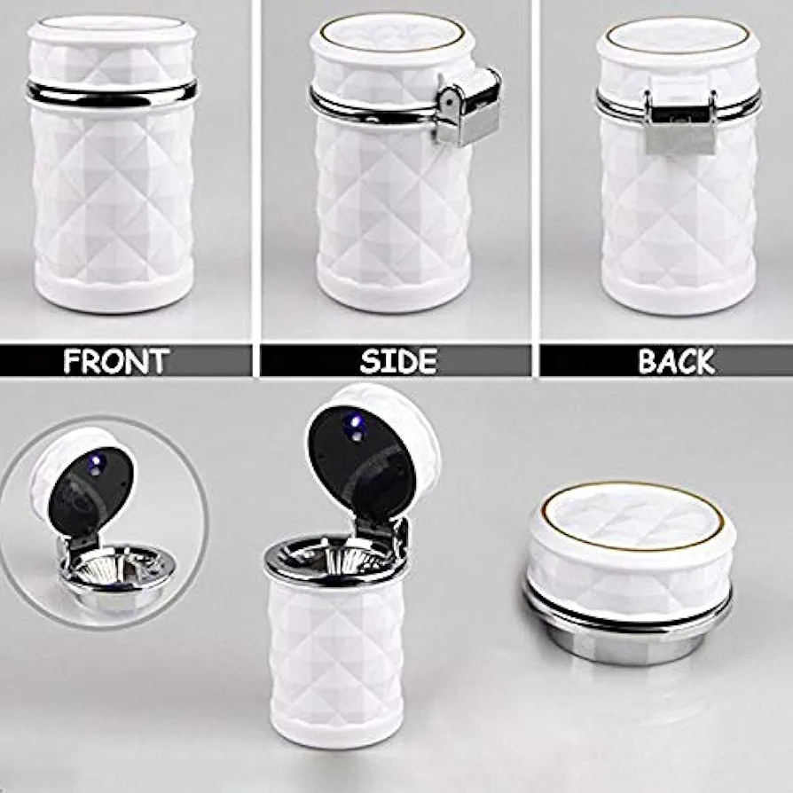 Picture of Car Ashtray With LED Light Universal Portable Alloy Ash Tray Aluminum Cup Smokeless Auto Ashtray Flame Retardant Car Cup Holder