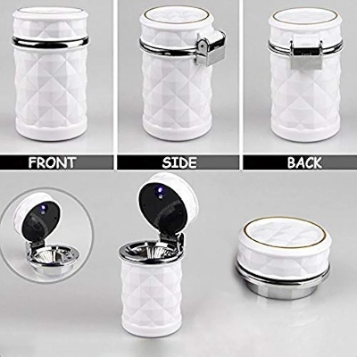 Picture of Car Ashtray With LED Light Universal Portable Alloy Ash Tray Aluminum Cup Smokeless Auto Ashtray Flame Retardant Car Cup Holder