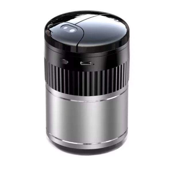 Picture of High-End Smoky Grey Car Ashtray Multifunctional Covered Cigarette Holder Creative Solar Powered Car Interior Accessories