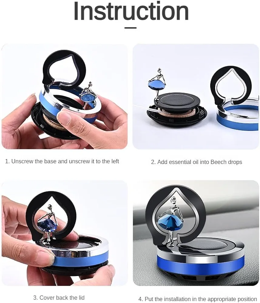 Picture of Rotating Car Air Freshener Solar Dancer Stocking Stuffers Elegant Ballet Car Perfume Aromatherapy Diffuser Car Interior Decoration Accessory Car Office Home Ornament Nice Gift