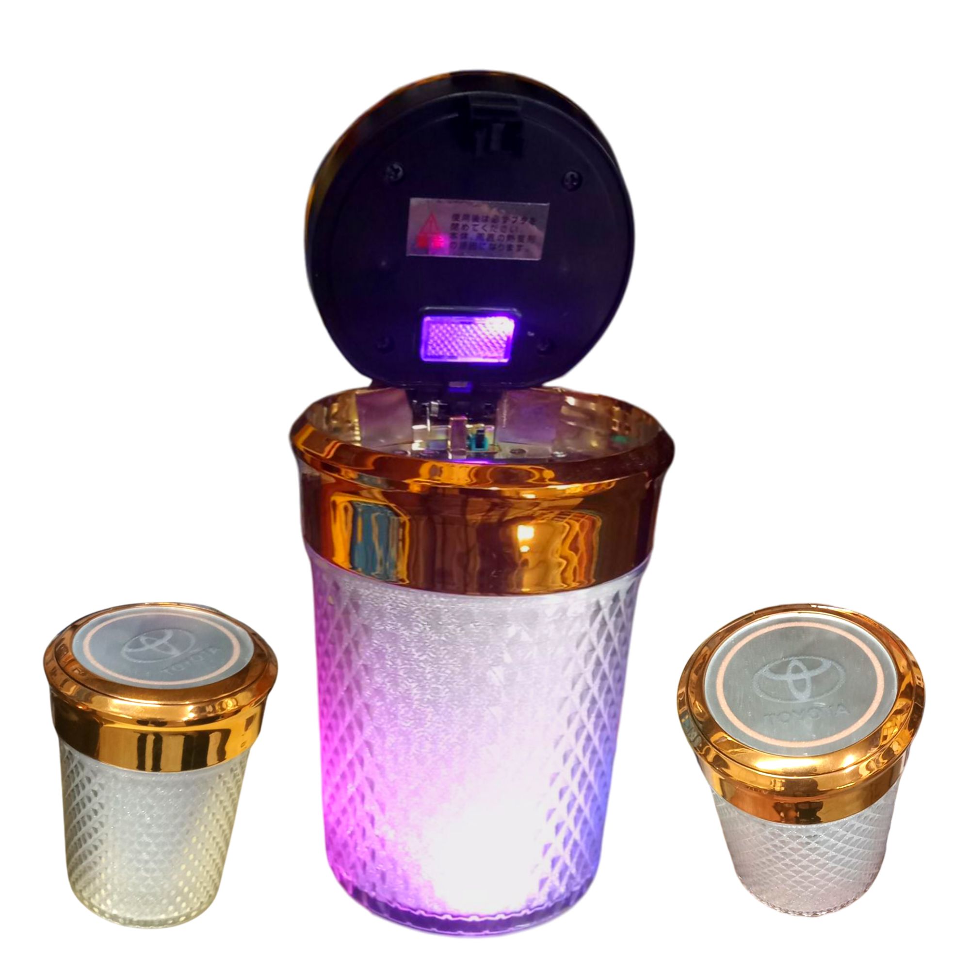 Picture of Car Ashtray With LED Light Universal Portable Alloy Ash Tray Aluminum Cup Smokeless Auto Ashtray Flame Retardant Car Cup Holder