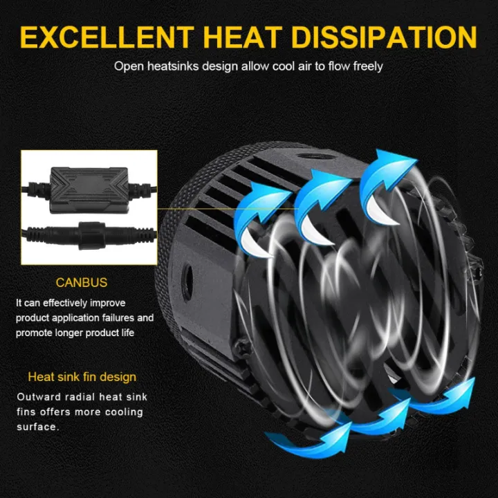 Picture of 2Pcs Motorcycle Spotlight Mini Driving Light Yellow + White Hi-Lo Beam Led Motorcycle Spot Lights LED Car Spotlights