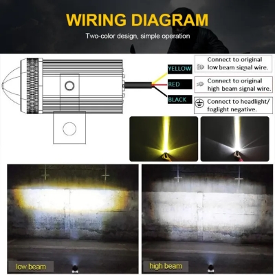 Picture of 2Pcs Motorcycle Spotlight Mini Driving Light Yellow + White Hi-Lo Beam Led Motorcycle Spot Lights LED Car Spotlights