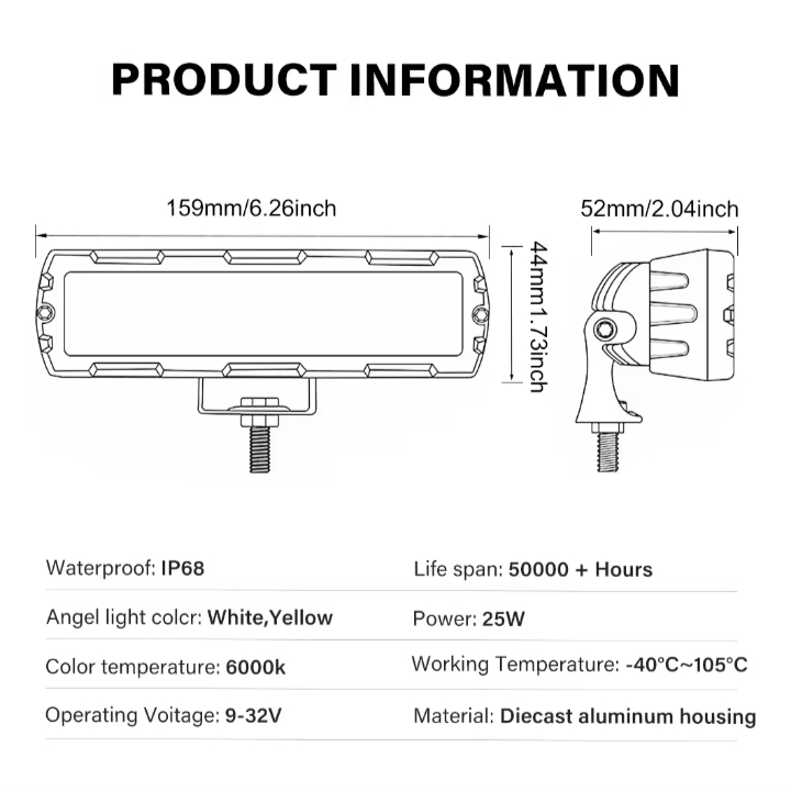 Picture of Car LED Work Light Bar Driving Lamp Headlight Bulb Beam Light Car Suv Off-Road Driving Fog Lights
