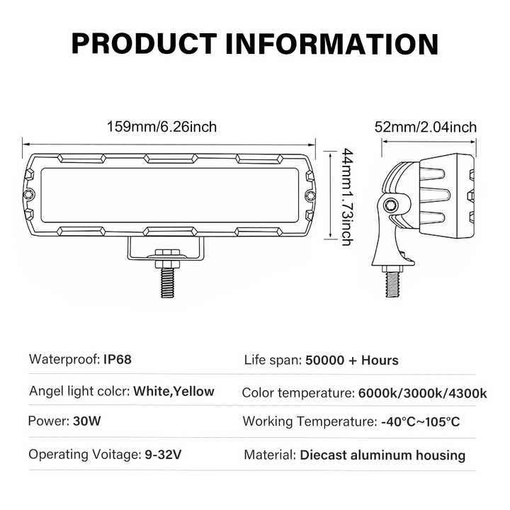 Picture of Car LED Work Light Bar Driving Lamp Headlight Bulb Beam Light Car Suv Off-Road Driving Fog Lights