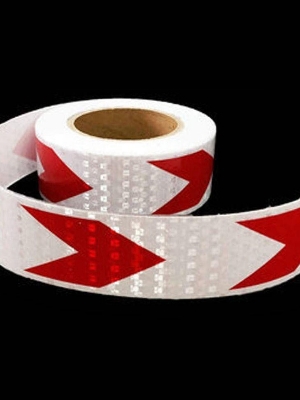 Picture of Reflective Adhesive Tape Sticker Arrow Reflective Tape Safety Caution Warning For Truck Motorcycle Bicycle Car Styling (white & red)