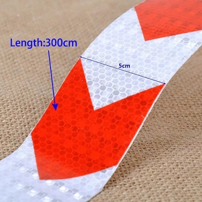 Picture of Reflective Adhesive Tape Sticker Arrow Reflective Tape Safety Caution Warning For Truck Motorcycle Bicycle Car Styling (white & red)