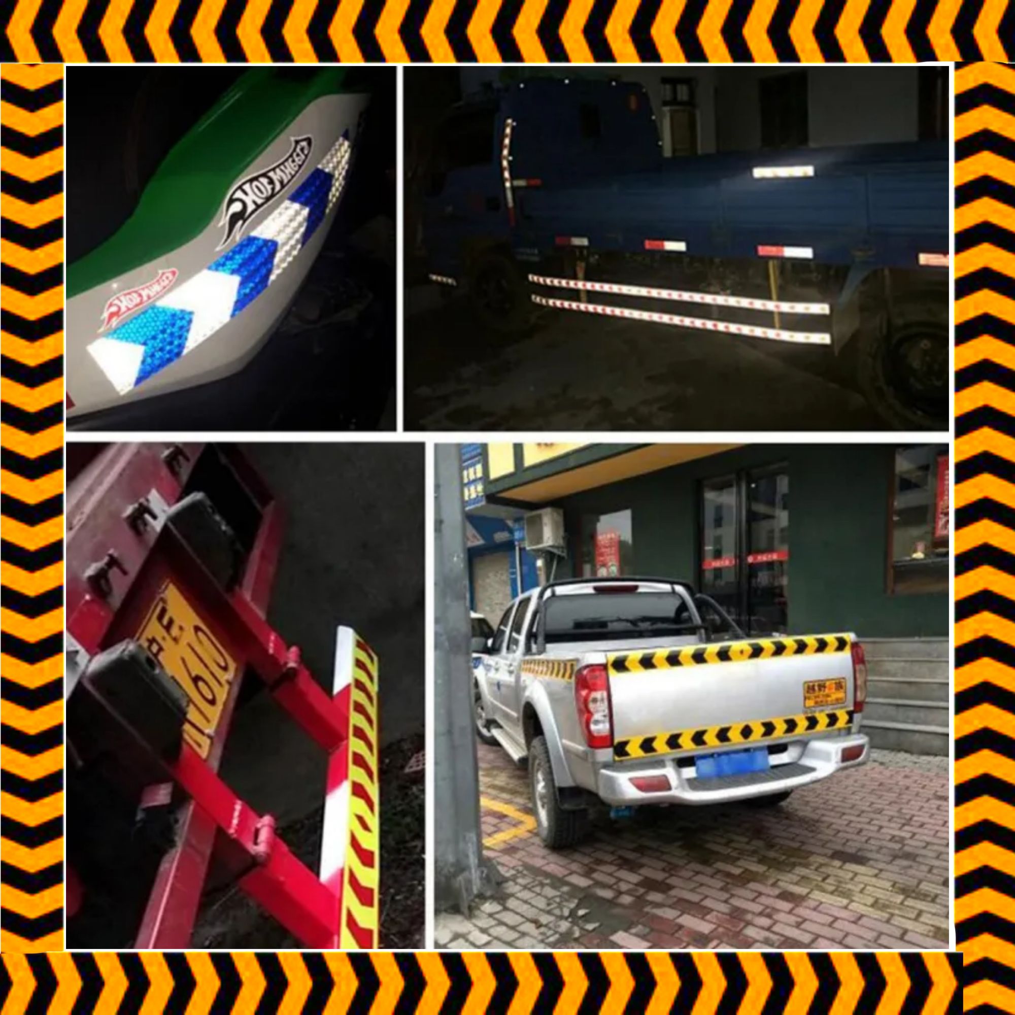 Picture of Reflective Adhesive Tape Sticker Arrow Reflective Tape Safety Caution Warning For Truck Motorcycle Bicycle Car Styling ( Black & Yellow )