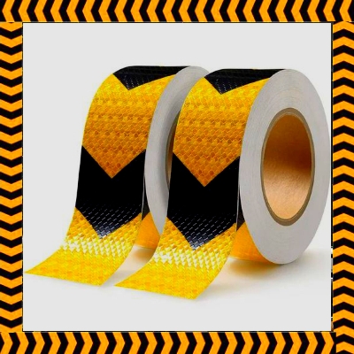 Picture of Reflective Adhesive Tape Sticker Arrow Reflective Tape Safety Caution Warning For Truck Motorcycle Bicycle Car Styling ( Black & Yellow )