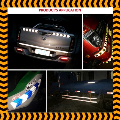 Picture of Reflective Adhesive Tape Sticker Arrow Reflective Tape Safety Caution Warning For Truck Motorcycle Bicycle Car Styling ( Black & Yellow )