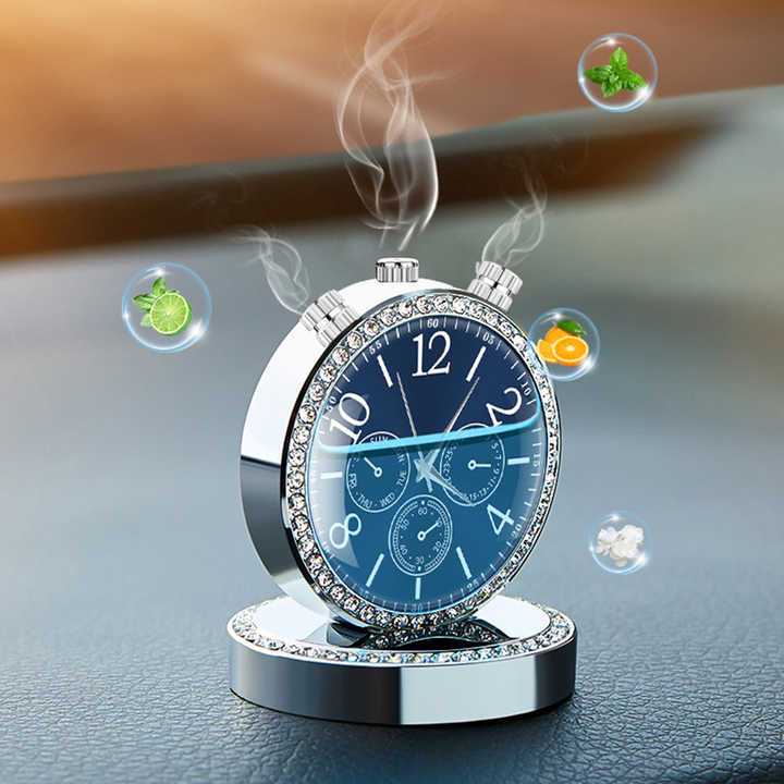 Picture of Car Air Freshener With Clock - Practical And Scented Solution for Your Vehicle (Golden & Silver)