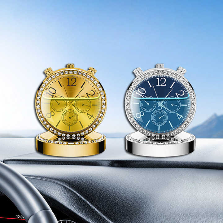 Picture of Car Air Freshener With Clock - Practical And Scented Solution for Your Vehicle (Golden & Silver)