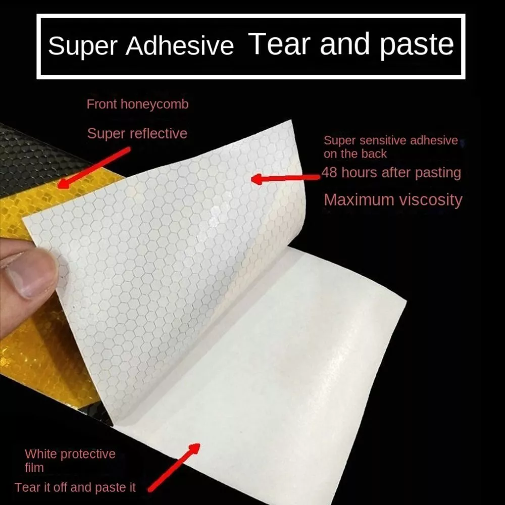 Picture of Reflective Adhesive Tape Sticker Arrow Reflective Tape Safety Caution Warning For Truck Motorcycle Bicycle Car Styling ( Yellow & Red)