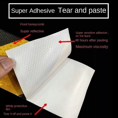 Picture of Reflective Adhesive Tape Sticker Arrow Reflective Tape Safety Caution Warning For Truck Motorcycle Bicycle Car Styling ( Yellow & Red)