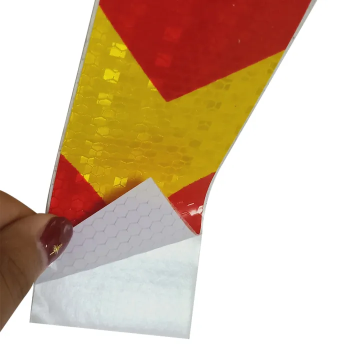 Picture of Reflective Adhesive Tape Sticker Arrow Reflective Tape Safety Caution Warning For Truck Motorcycle Bicycle Car Styling ( Yellow & Red)