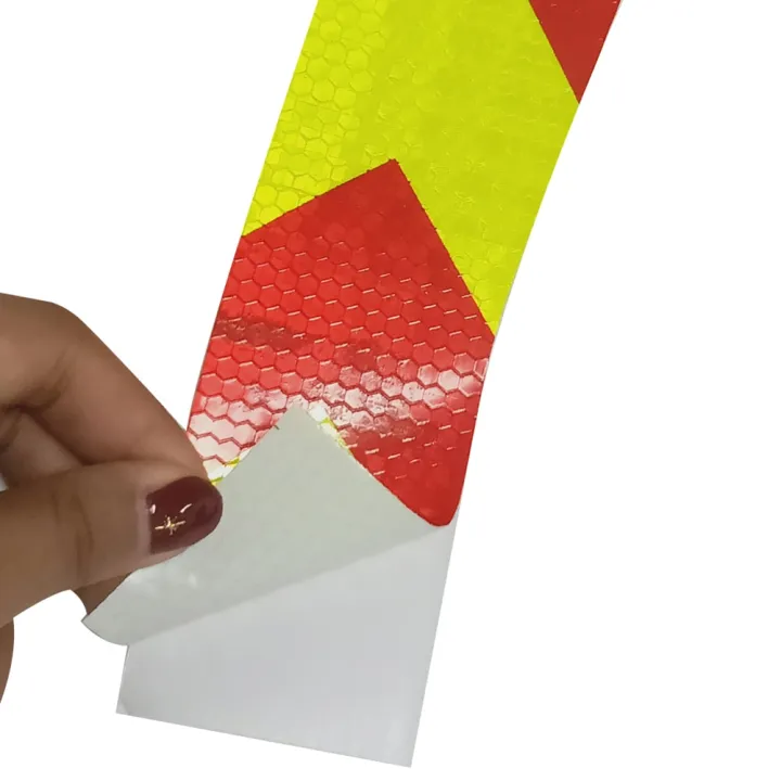 Picture of Reflective Adhesive Tape Sticker Arrow Reflective Tape Safety Caution Warning For Truck Motorcycle Bicycle Car Styling ( Yellow & Red)