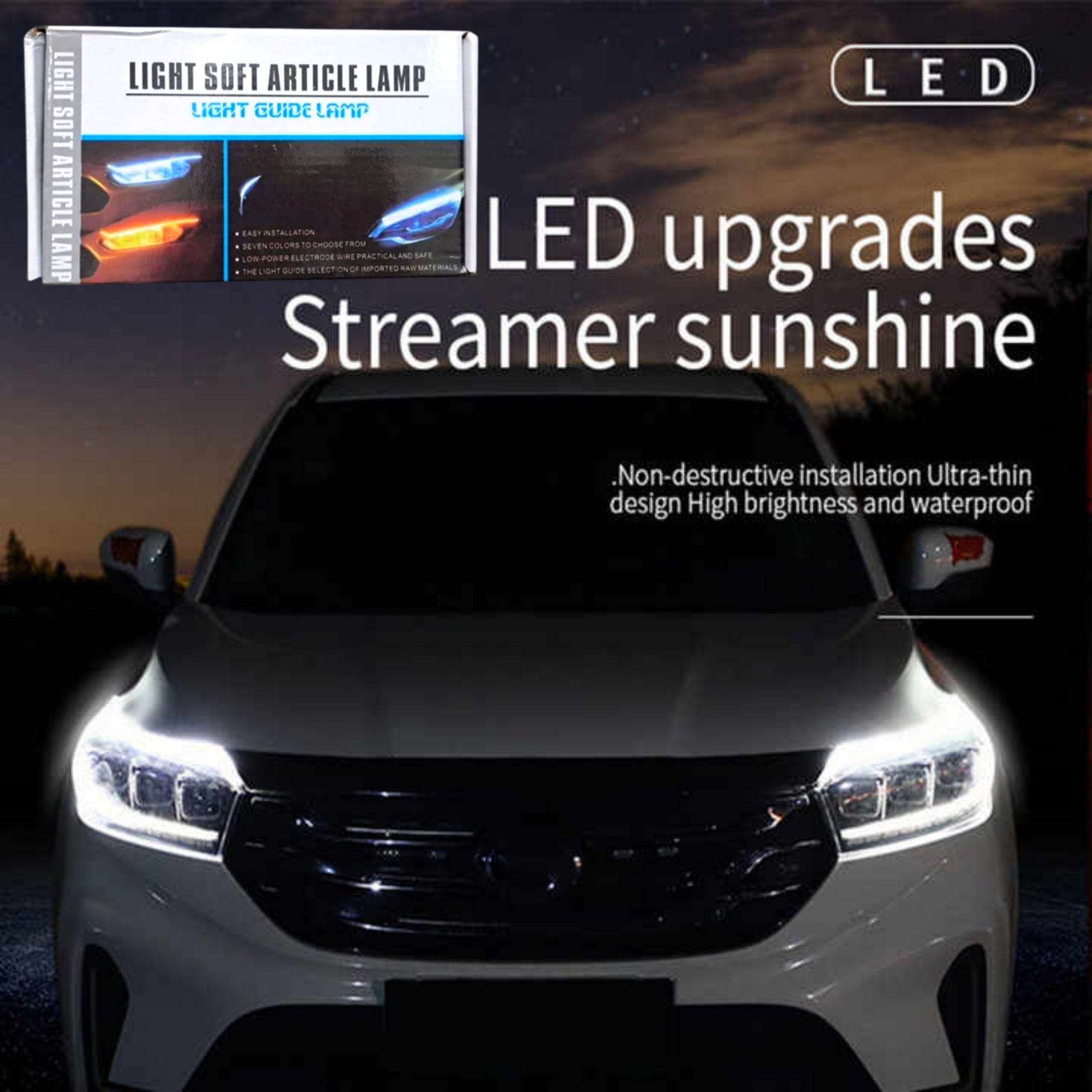 Picture of Car LED Strip Lights Flexible LED Headlight Strips 2PCS 60cm/24inch