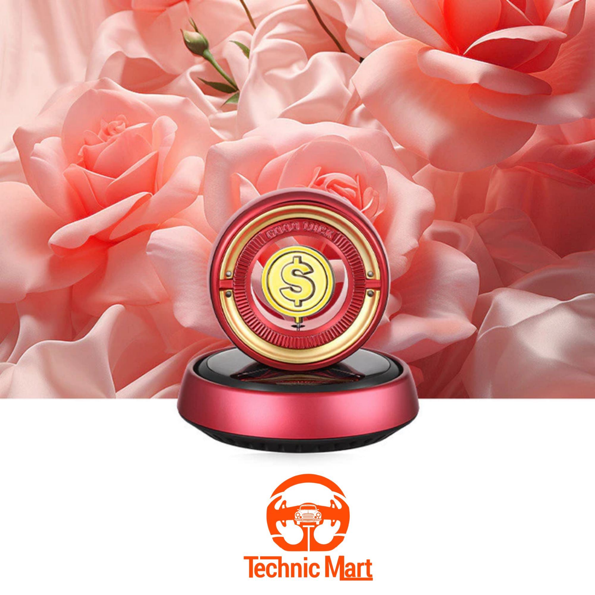 Picture of Solar Car Air Freshener Car Lucky Ornaments And Aroma Diffuser, Rotating Solar Powered Car Aromatherapy