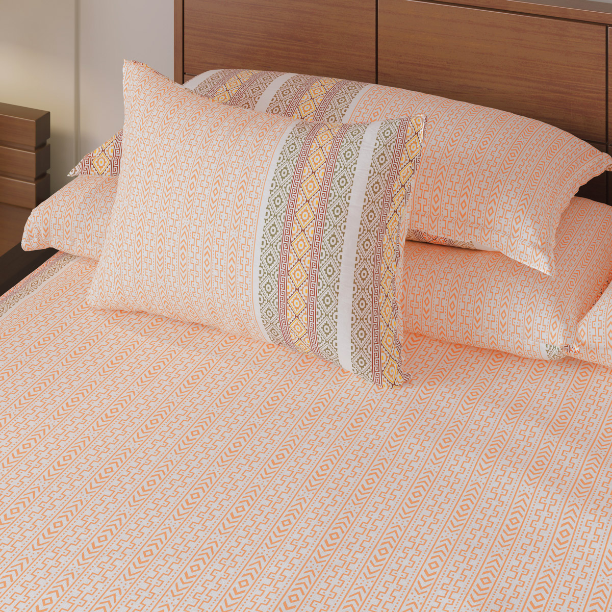 Picture of Regal Bed Sheet-307 (Jamdani-Orange)