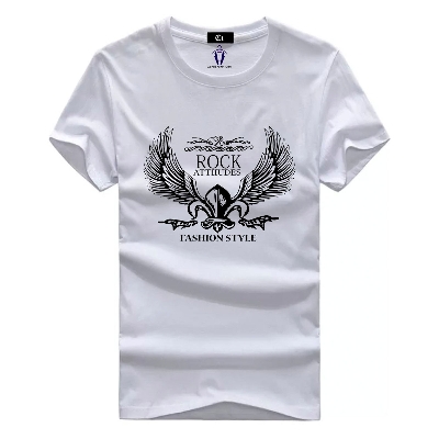 Picture of Poly Cotton Casual T-shirt for Men - White - T Shirt