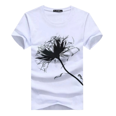 Picture of Poly Cotton Casual T-Shirt For Men - White - Tshirt For Men