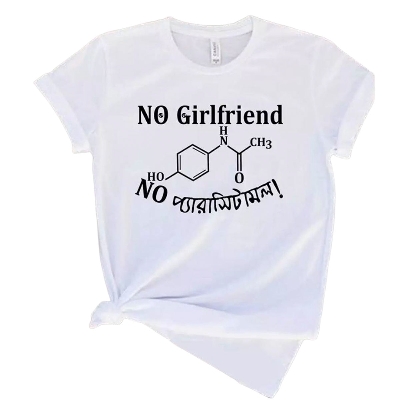 Picture of Casual T-shirt for Men- No Girlfriend No Paracetamol