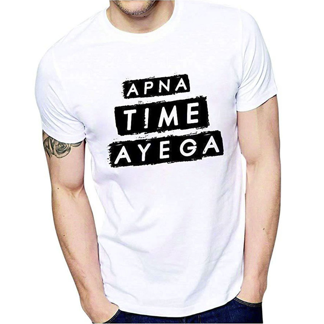 Picture of Apna Time Ayega Casual T-shirt for Men - White