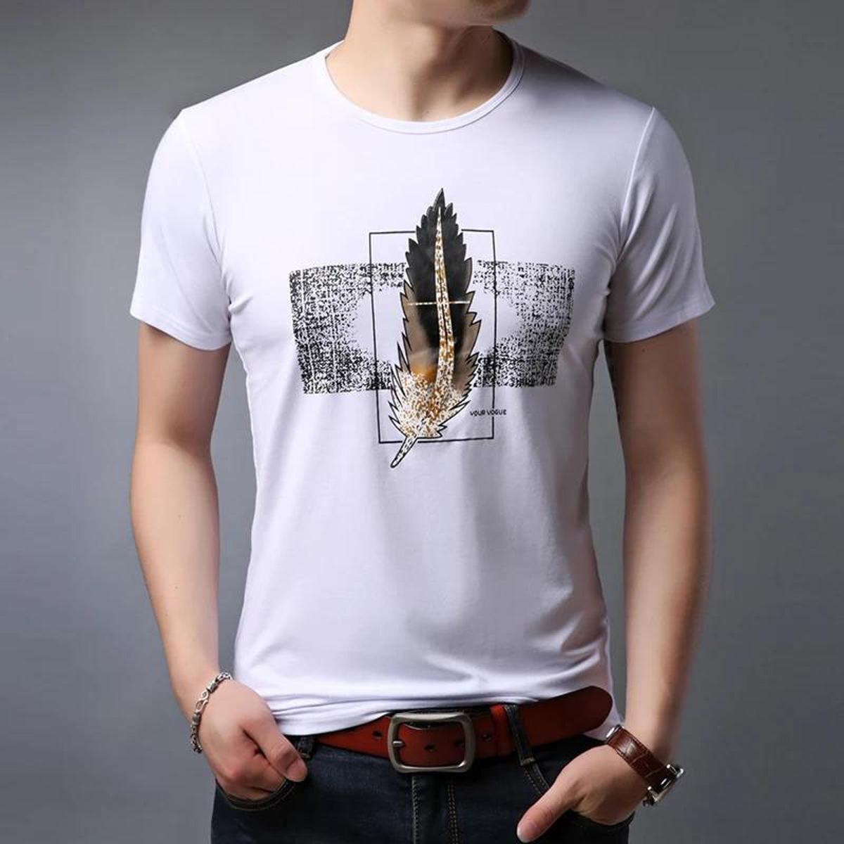 Picture of Poly-Cotton Casual T-shirt for Men - Yellow - T-Shirt For Men