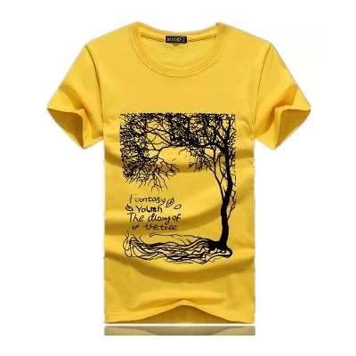 Picture of Poly-Cotton Casual T-shirt for Men - Yellow - T-Shirt For Men