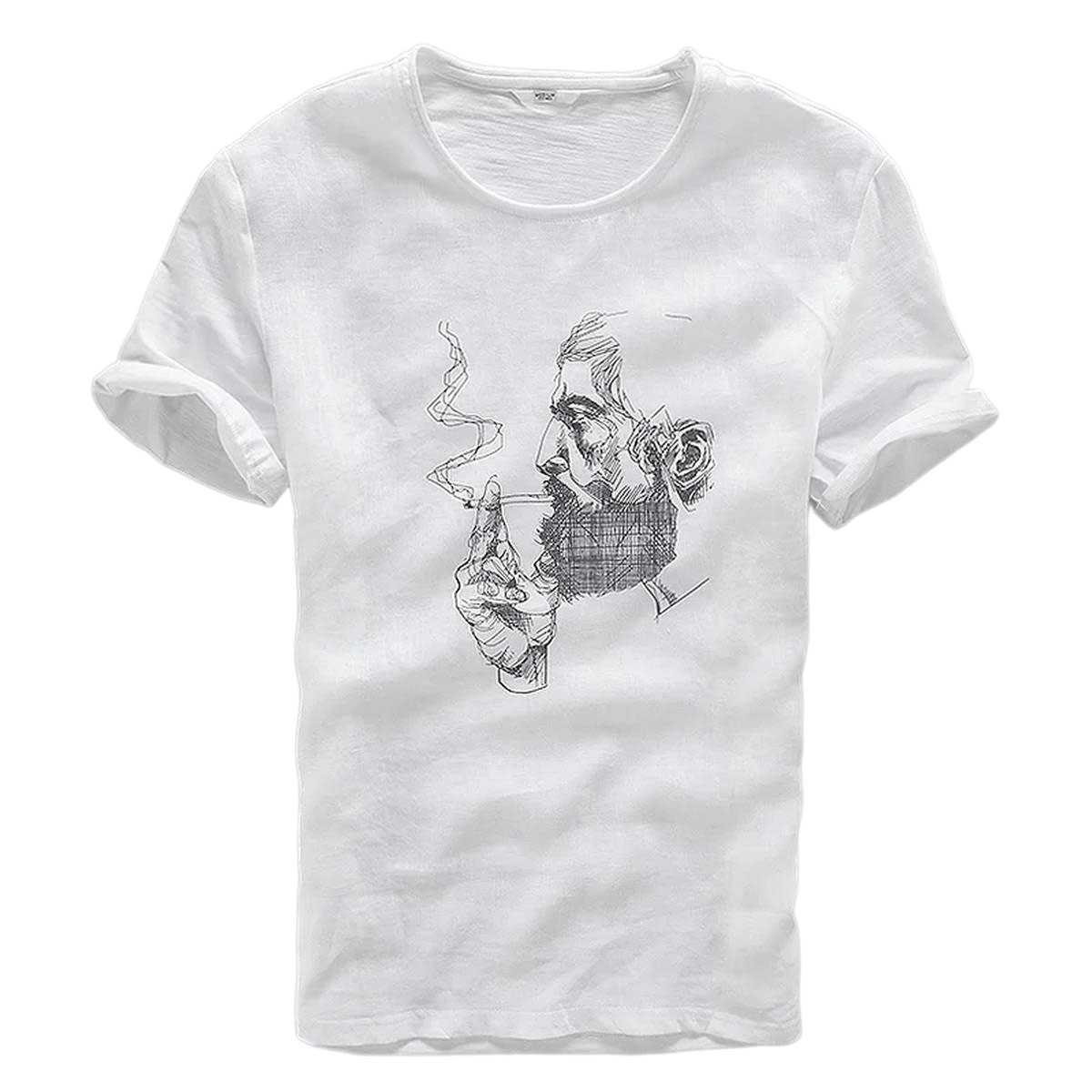 Picture of Poly-Cotton Casual T-shirt for Men - White