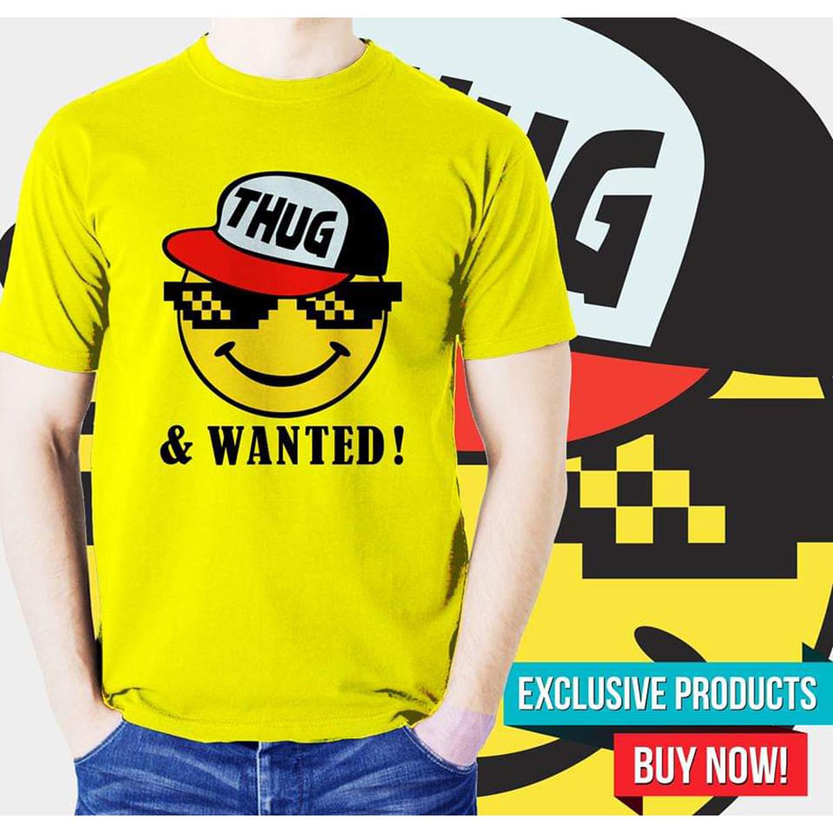 Picture of Poly-Cotton Casual T-shirt for Men - Yellow