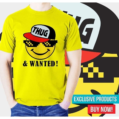 Picture of Poly-Cotton Casual T-shirt for Men - Yellow