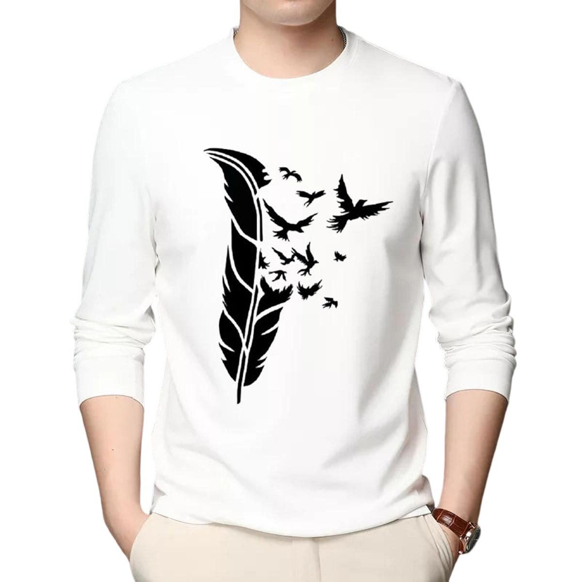 Picture of Men's Cotton Full Sleeve & Round Neck T-Shirt - Comfortable and Soft Fabrics for Men