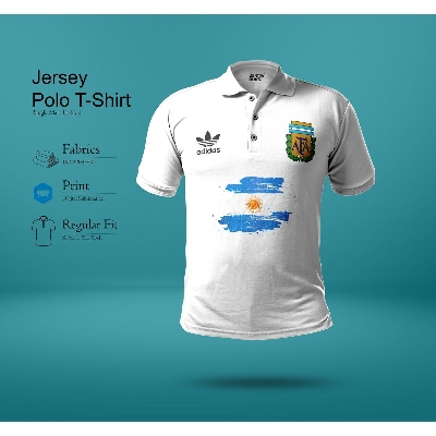 Picture of Argentina Flag With Argentine Football Logo Half Sleeve Jersey Polo