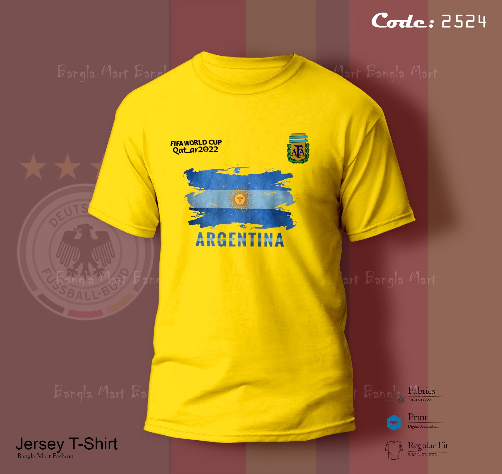 Picture of argentina comfortable jersey t shirt - half hata t shirt