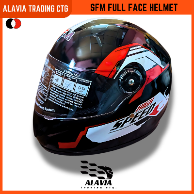 SFM 360V High-Speed Full Face Bike Helmet – Aerodynamic Design, ABS Shell, Red & White Graphics Motorcycle Helmet