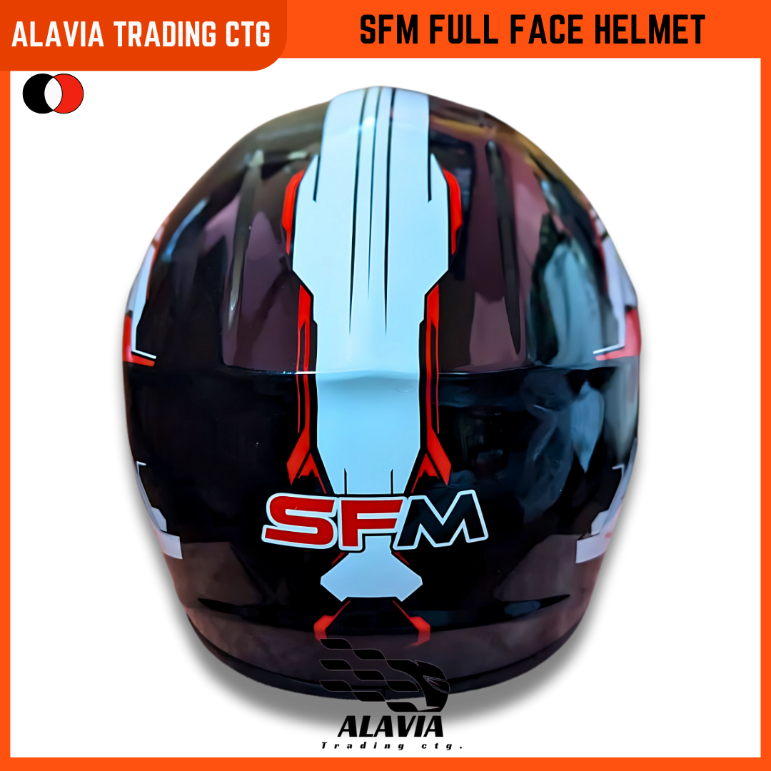 SFM 360V High-Speed Full Face Bike Helmet – Aerodynamic Design, ABS Shell, Red & White Graphics Motorcycle Helmet