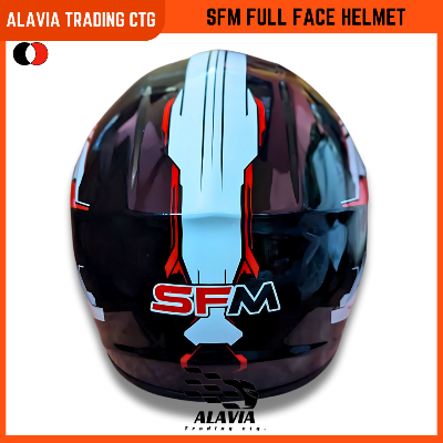 SFM 360V High-Speed Full Face Bike Helmet – Aerodynamic Design, ABS Shell, Red & White Graphics Motorcycle Helmet