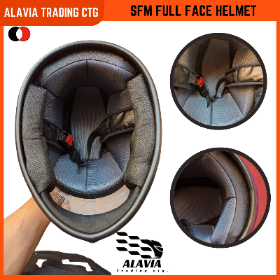 SFM 360V High-Speed Full Face Bike Helmet – Aerodynamic Design, ABS Shell, Red & White Graphics Motorcycle Helmet