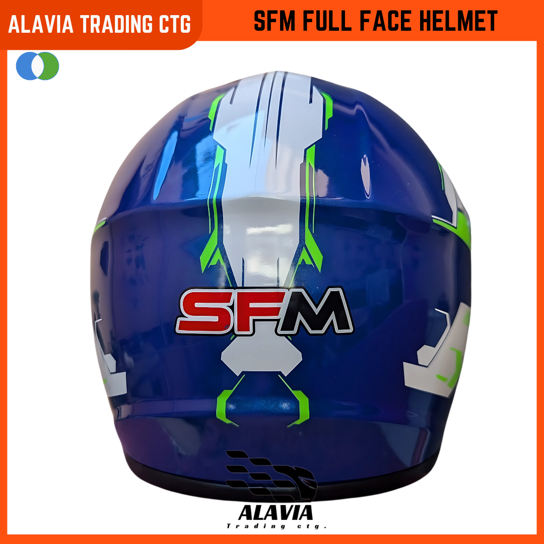 SFM 360V High-Speed Full Face Bike Helmet – Stay protected in style with this aerodynamic helmet featuring a durable ABS shell and striking red & white graphics. Designed for comfort, safety, and high-speed rides.