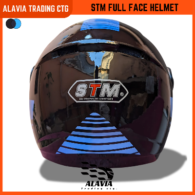 STM Full Face Motorcycle Helmet – Black & Blue Stylish Graphics | Lightweight, Comfortable & Durable Bike Helmet for Men & Women