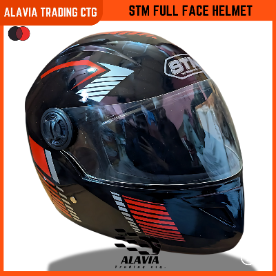 STM Full Face Motorcycle Helmet – Black & Red Stylish Graphics | Lightweight, Comfortable & Durable Bike Helmet for Men & Women