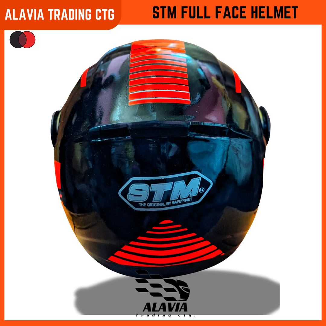 STM Full Face Motorcycle Helmet – Black & Red Stylish Graphics | Lightweight, Comfortable & Durable Bike Helmet for Men & Women