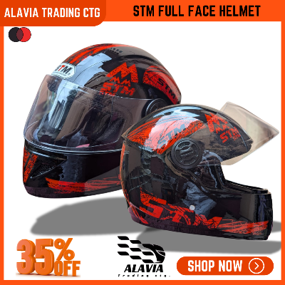 STM Full Face Motorcycle Helmet – Black & Red Stylish  New STM  Graphics  for Men & Women
