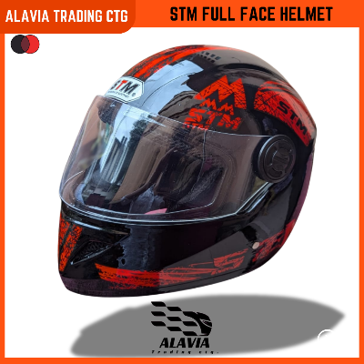 STM Full Face Motorcycle Helmet – Black & Red Stylish  New STM  Graphics  for Men & Women