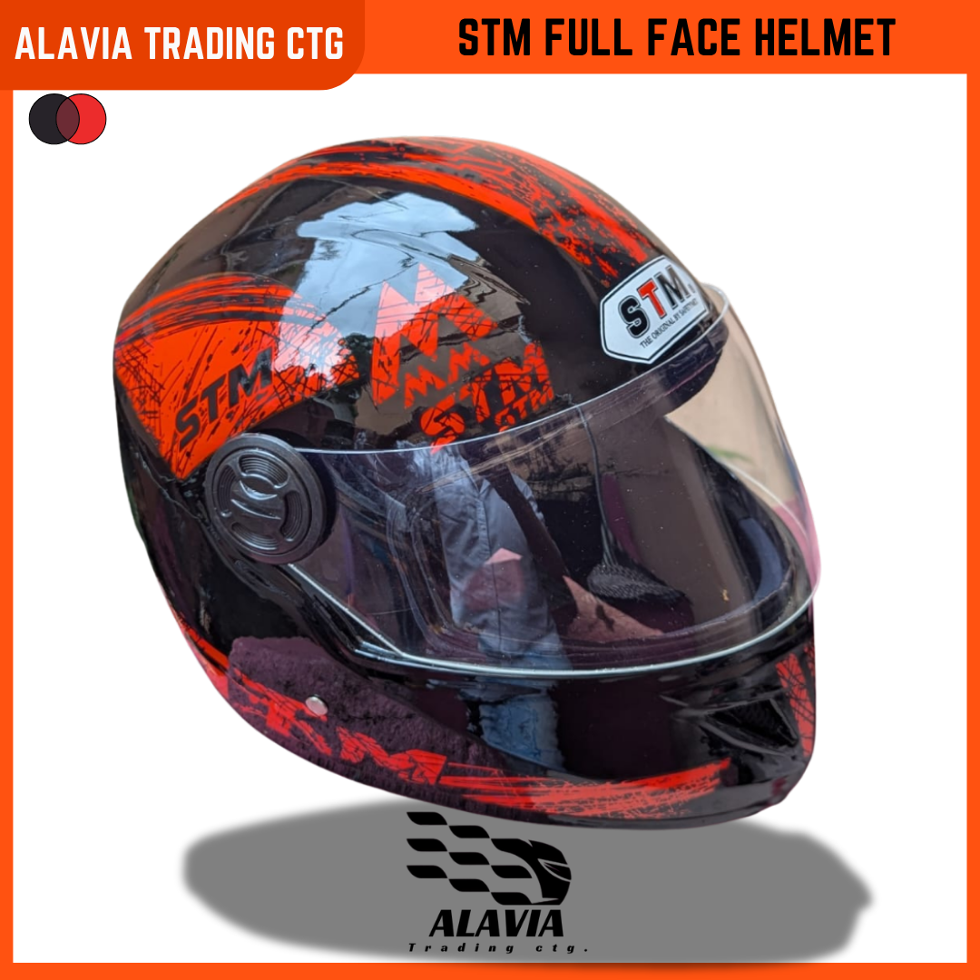 STM Full Face Motorcycle Helmet – Black & Red Stylish  New STM  Graphics  for Men & Women